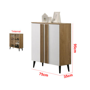 Howzer Series 3 Shoe Cabinet Collection in Natural + White Colour