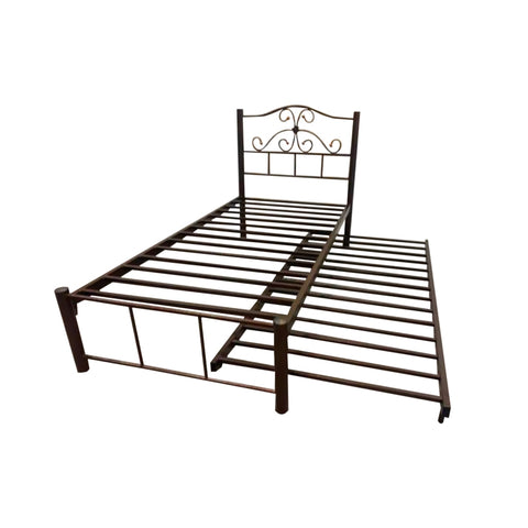 Image of Sheba Series 3 Single Metal Bed Frame with Trundle Set - Optional Mattress Add On Available