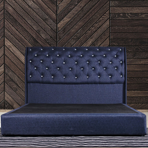 Image of Rinoa Series 3 Woven Fabric Divan Bed Frame in Dark Navy Colour - All Sizes Available