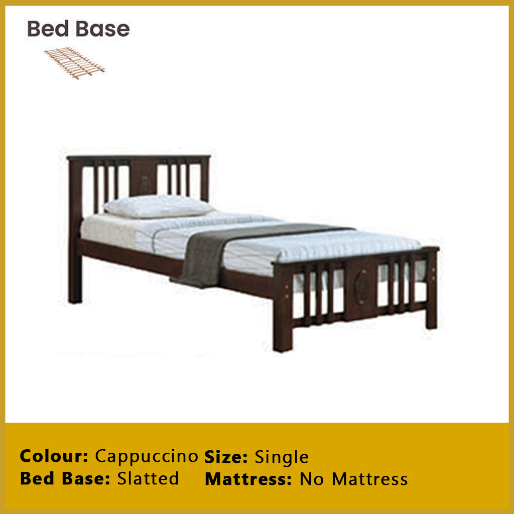 Gigi Single Pull-Out Bedframe Solid Wood Slatted Base - w/ Mattress Option