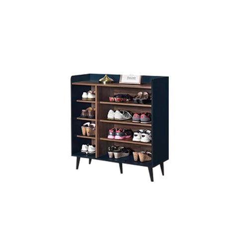 Image of Peony Shoe Cabinet in 4 Layers Shelves in AquaBlue/Walnut Colour