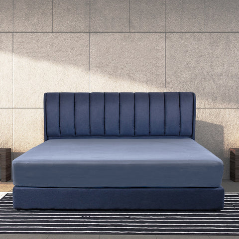 Image of Rinoa Series 4 Woven Fabric Divan Bed Frame in Dark Navy Colour - All Sizes Available