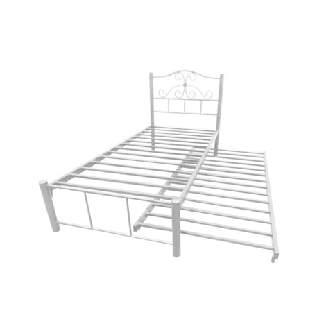 Image of Sheba Series 4 Single Metal Bed Frame with Trundle Set - Optional Mattress Add On Available