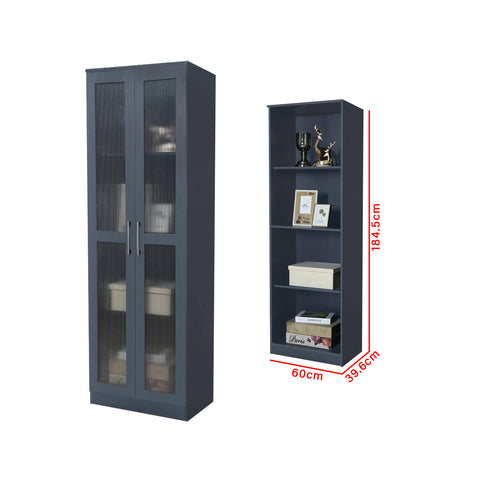 Image of Rimma Series 6 Display Shelves Book Cabinet in Dark Grey Colour