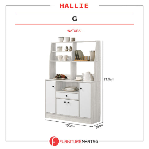 Image of Hallie Series Modular Kitchen Cabinet Melamine Panel Top with Hanging Cabinet in Brown & Natural Color.