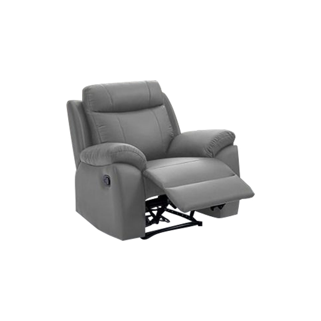 Janie Single Recliner with 2+3-Seater Sofa Set PU Leather in Grey Colour