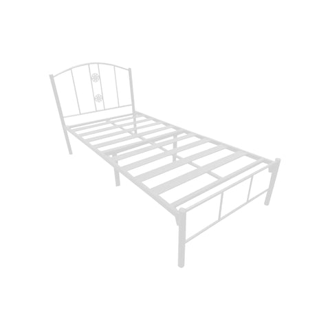Image of Frana Series 8 Single Metal Bed Frame in White Colour w/ Optional Mattress Add On