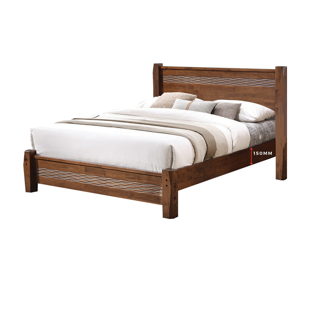 Premium Carlie Series 9 Queen Wooden Bedframe Solid Wood With Plywood Base - w/ Mattress Option