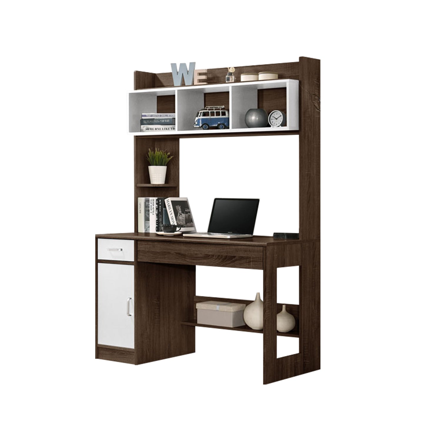 Ayer Series 11 Study Table Computer Table in Walnut with White Colour
