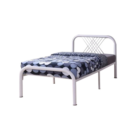 Image of Frana Series 13 Single Metal Bed Frame in White Colour w/ Optional Mattress Add On