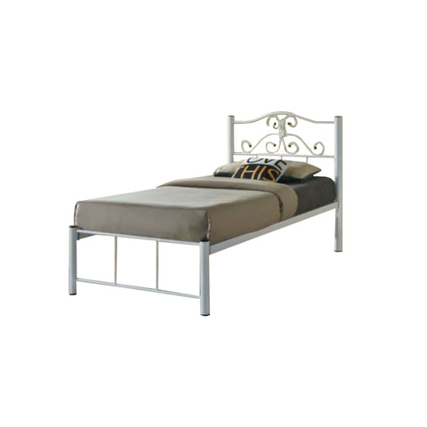 Image of Frana Series 14 Single Metal Bed Frame in White Colour w/ Optional Mattress Add On
