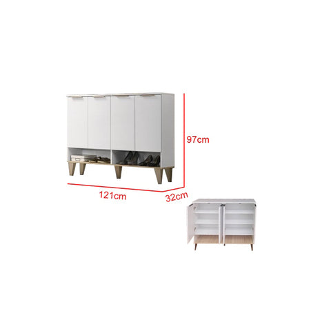 Image of Peony Shoe Cabinet in 4-Door 4 Layers Shelves in White Colour