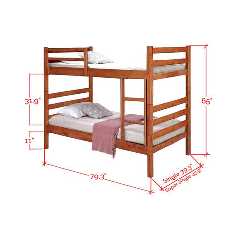 Image of Ollie Wooden Double Decker Bed Frame 2 Colors In Single and Super Single Size with Mattress Option