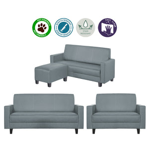 Dorcas 2/3 Seater Fabric/ Leather Sofa Set With Ottoman In 4 Colours