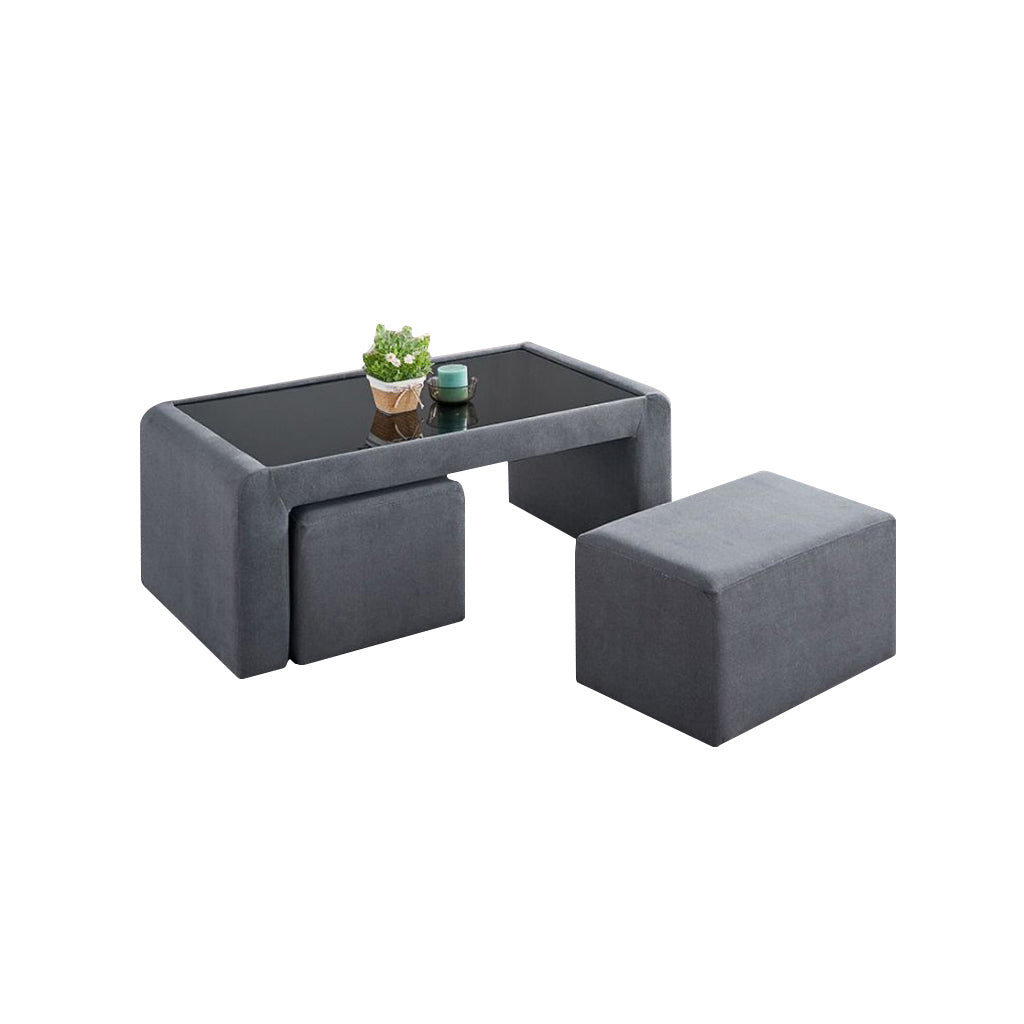 Drazie L-shaped Reclining Sofa Pocketed Spring & Coffee Table in Claw Resistant Pet-Friendly Fabric/Leather