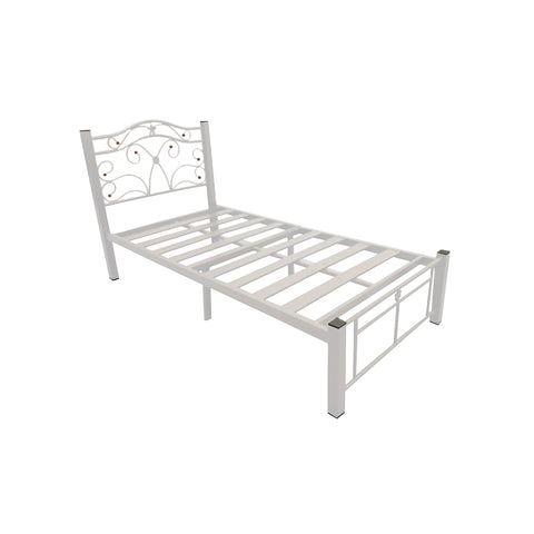 Image of Frana Series 17 Single Metal Bed Frame in White Colour w/ Optional Mattress Add On