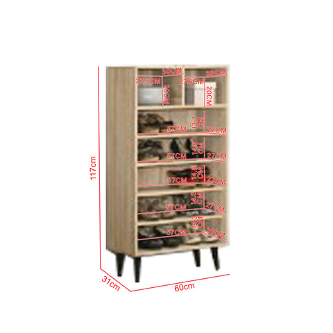 Image of Peony Shoe Cabinet with Shelves + 2 Open Storage In Natural