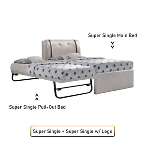 Amora Single and Super Single Pull Out Bed Frame with Mattress Bundle in 6 Colours