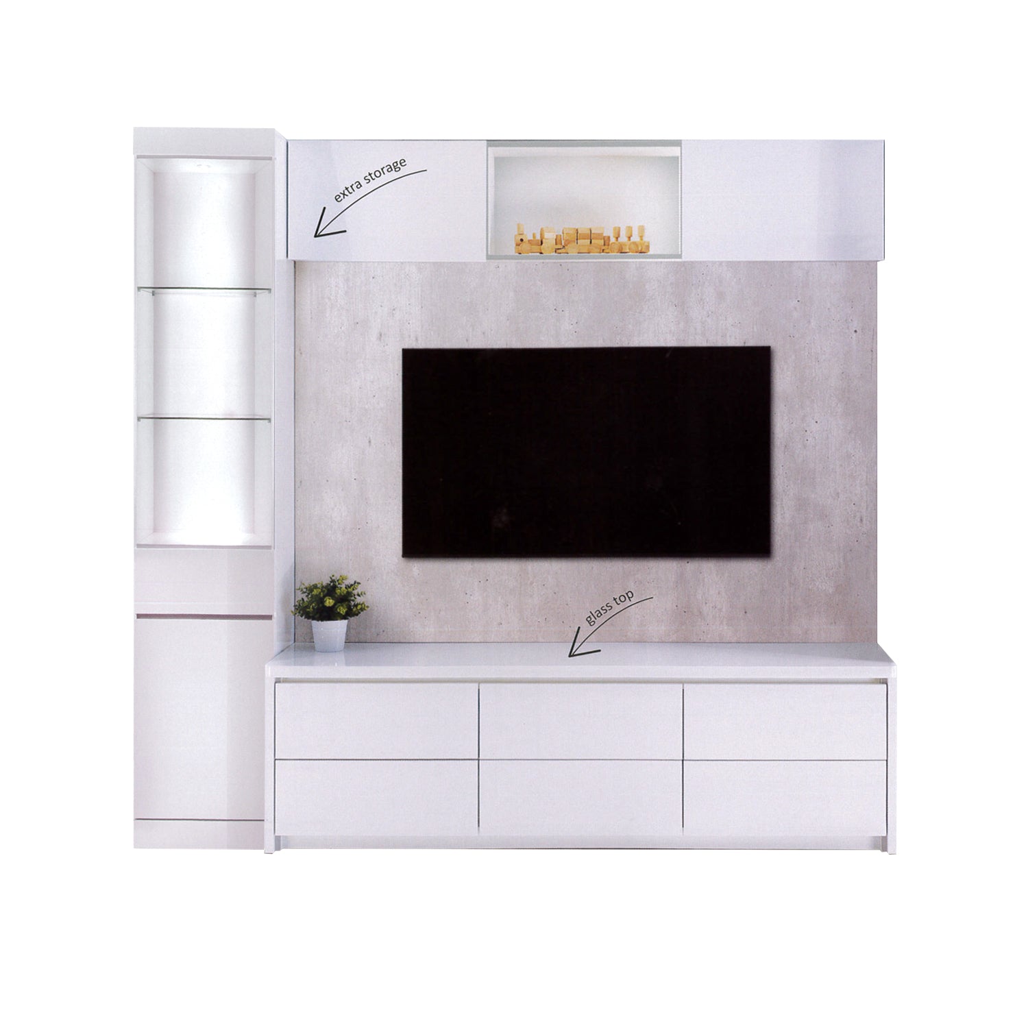Shan TV Console Table Cabinet with Drawers In White