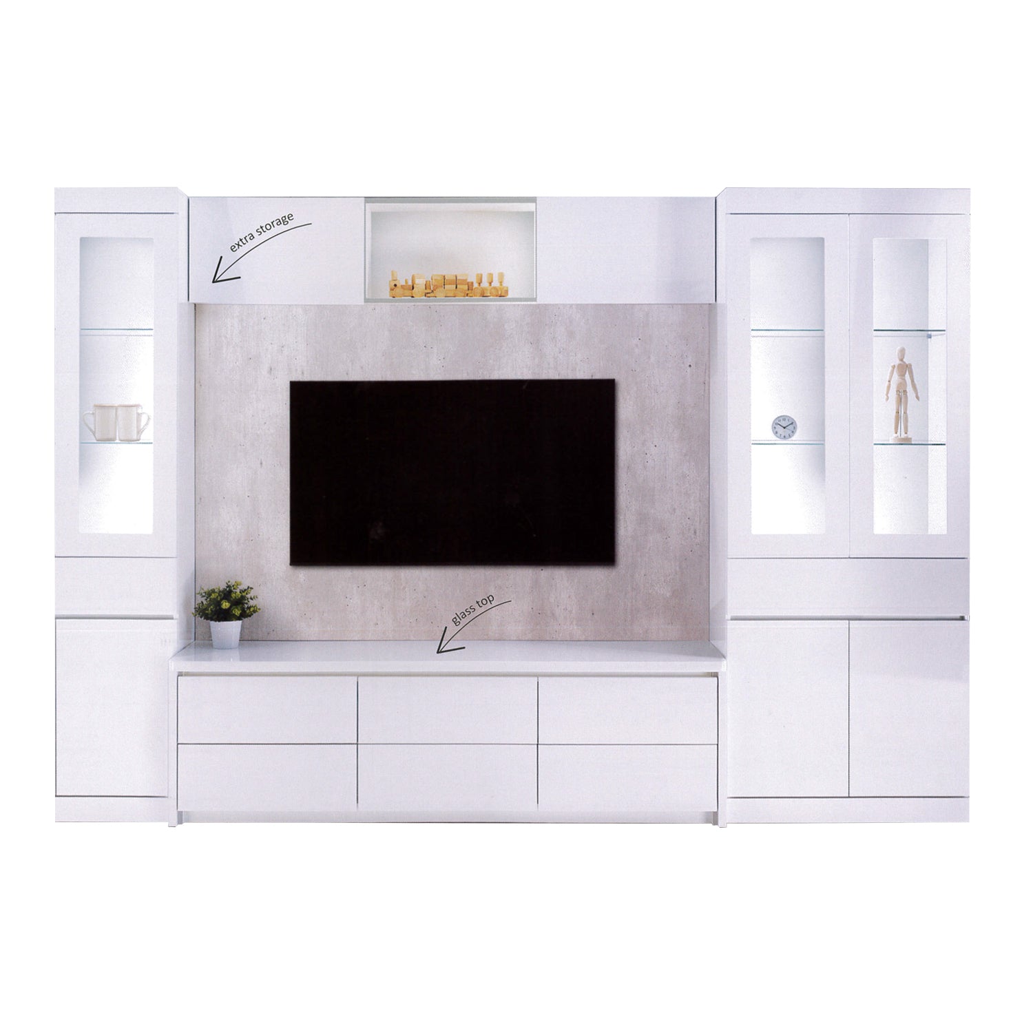 Shree TV Console Table Cabinet with Drawers In White