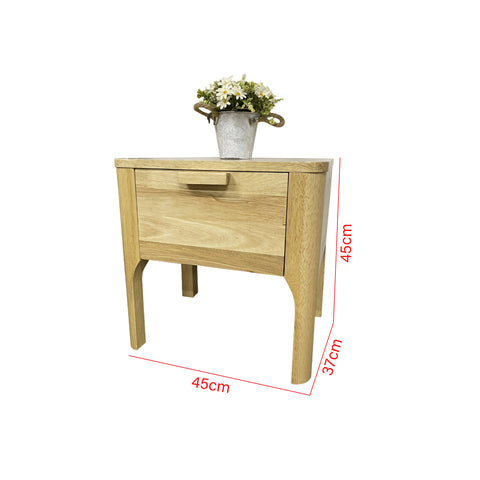 Image of Barn Series Bedside Table In Natural Full Solid Rubber Wood (Fully Assembled)