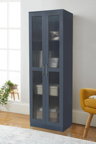 Image of Rimma Series 6 Display Shelves Book Cabinet in Dark Grey Colour