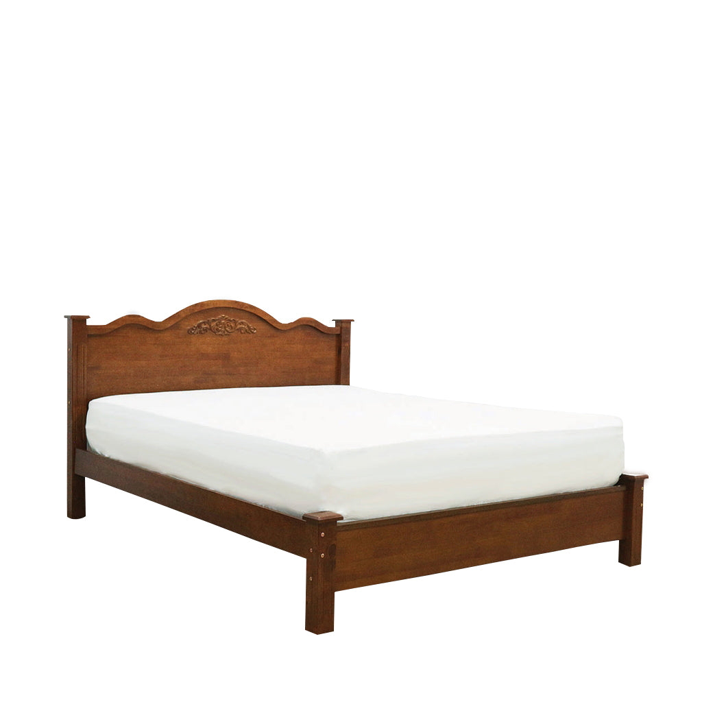 Terie Wooden Bedframe Queen Size In Oak Colour with Mattress Option - MDF+Veneer Wood