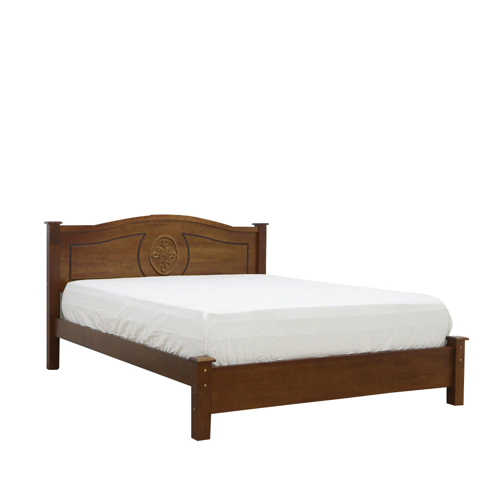 Yanir Wooden Bedframe Queen Size In Oak Colour with Mattress Option - MDF+Veneer Wood