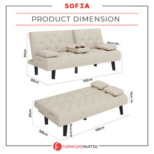 Sofia 6 Feet Leather Sofa Bed In 4 Colours