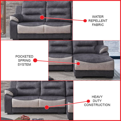 Image of Relah Series L-Shaped Sofa in Left/Right Chaise Water Repellent Fabric