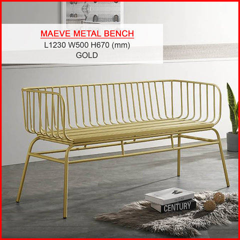 Image of Maeve Series Top Quality Metal Bench in Black and Gold Color