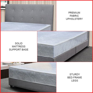 Ollie Fabric Divan Bed Frame With 10" Orthocoil Posture Plus Euro-Top Mattress - All Sizes Available