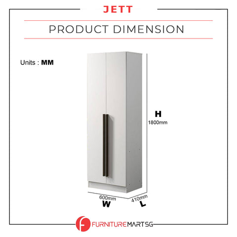 Image of Jett 2-Door Wardrobe Swing Door In White Colour