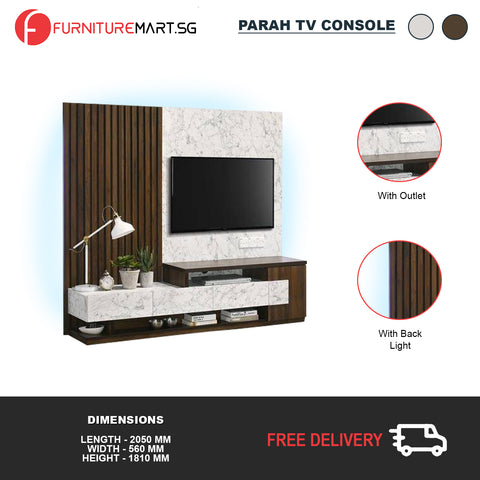 Image of Parah TV Console with Backlight & Outlet Cabinet with Drawers