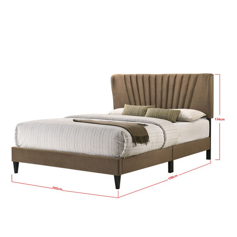 Image of Adana Upholstered Queen Platform Bed Frame with a Vertical Channel Tufted Wingback Headboard