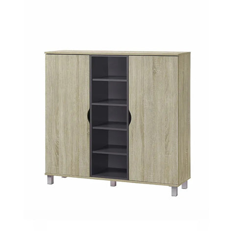 Image of Kenzie 1/2 Door Wooden cabinet/ Shoes Shelving Cabinet / Utility storage shelf In Grey With Natural Color