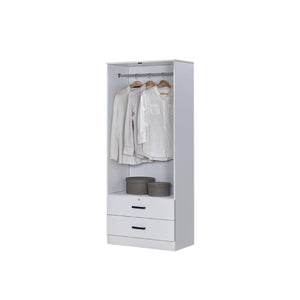Moira Series 2 Swing Door 2-Door Wardrobe with Drawers In White