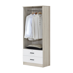 Poland Series 2 Door Wardrobe with Drawers in Natural & White Colour