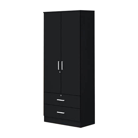 Image of Albania Series 2 Door Wardrobe with Drawers in Black Colour