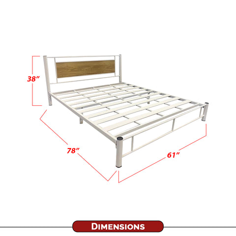 Image of Zane Queen Size Metal Bed Frame In White and Copper with Optional 6" Mattress Add On