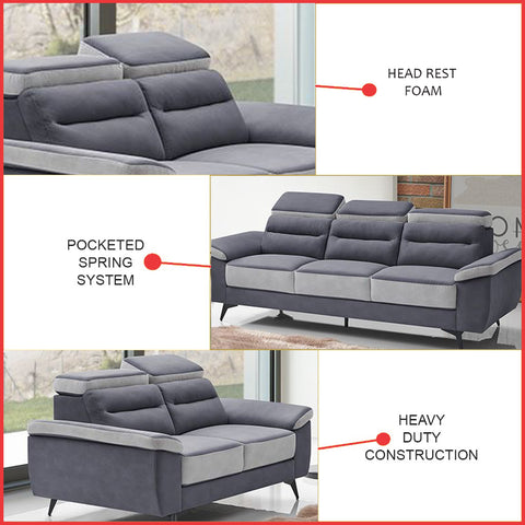 Image of Lovinna 2-Seater and 3-Seater Sofa Set Pocketed Spring System