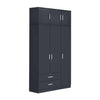 Panama Series 3 Door Tall Wardrobe with Drawers and Top Cabinet in Dark Grey Colour