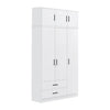 Cyprus Series 3 Door Tall Wardrobe with Drawers and Top Cabinet in Full White Colour