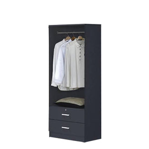 Panama Series 2 Door Wardrobe with Drawers in Dark Grey Colour