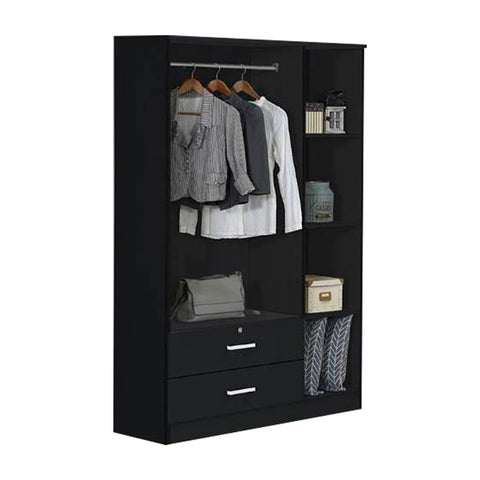 Image of Albania Series 3 Door Wardrobe with Drawers in Black Colour