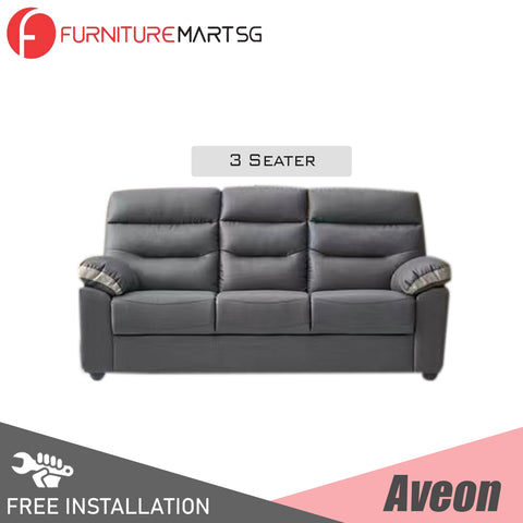 Image of Aveon Half Leather Sofa 5 recliners  Sofa Set in Stone/Light Grey Color