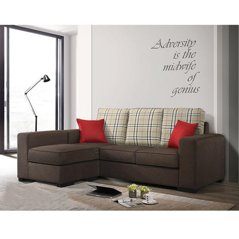 Image of Rowan 1/2/3 Seater Fabric Sofa With Chaise In Brown