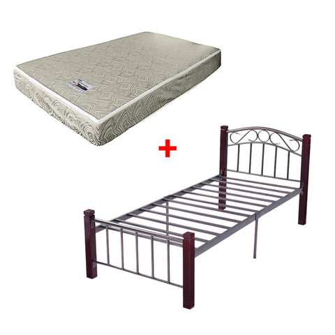 Image of Adaline Single Size Metal/Wood Bed Frame with Mattress