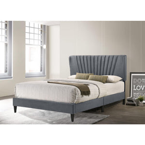 Adana Upholstered Queen Platform Bed Frame with a Vertical Channel Tufted Wingback Headboard