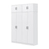 Cyprus Series 4 Door Tall Wardrobe with Top Cabinet in Full White Colour